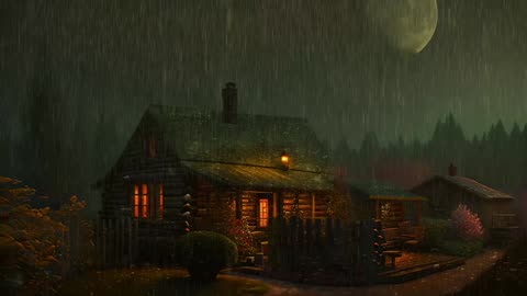 Say Good Bye to Insomnia. Sleep & Relax with Rain and Thunderstorm ⛈️ Sounds in a Cozy Warm Cabin 🛖