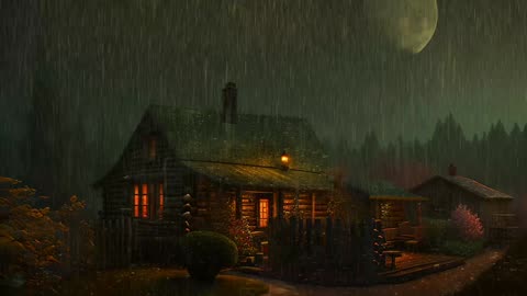 Say Good Bye to Insomnia. Sleep & Relax with Rain and Thunderstorm ⛈️ Sounds in a Cozy Warm Cabin 🛖