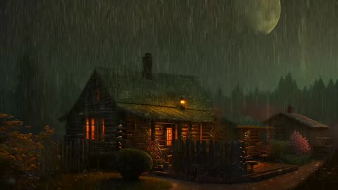 Say Good Bye to Insomnia. Sleep & Relax with Rain and Thunderstorm ⛈️ Sounds in a Cozy Warm Cabin 🛖
