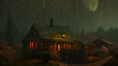 Say Good Bye to Insomnia. Sleep & Relax with Rain and Thunderstorm ⛈️ Sounds in a Cozy Warm Cabin 🛖