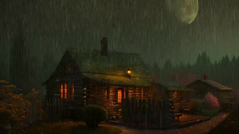 Say Good Bye to Insomnia. Sleep & Relax with Rain and Thunderstorm ⛈️ Sounds in a Cozy Warm Cabin 🛖