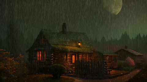 Say Good Bye to Insomnia. Sleep & Relax with Rain and Thunderstorm ⛈️ Sounds in a Cozy Warm Cabin 🛖