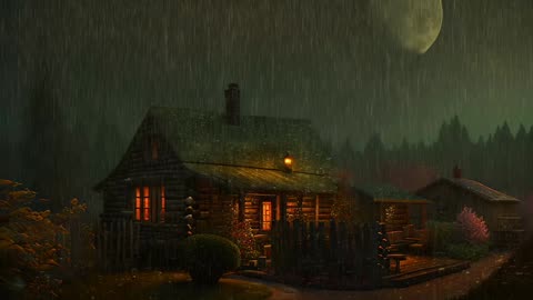 Say Good Bye to Insomnia. Sleep & Relax with Rain and Thunderstorm ⛈️ Sounds in a Cozy Warm Cabin 🛖