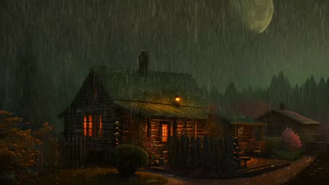 Say Good Bye to Insomnia. Sleep & Relax with Rain and Thunderstorm ⛈️ Sounds in a Cozy Warm Cabin 🛖