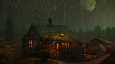 Say Good Bye to Insomnia. Sleep & Relax with Rain and Thunderstorm ⛈️ Sounds in a Cozy Warm Cabin 🛖