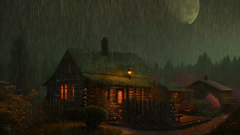 Say Good Bye to Insomnia. Sleep & Relax with Rain and Thunderstorm ⛈️ Sounds in a Cozy Warm Cabin 🛖