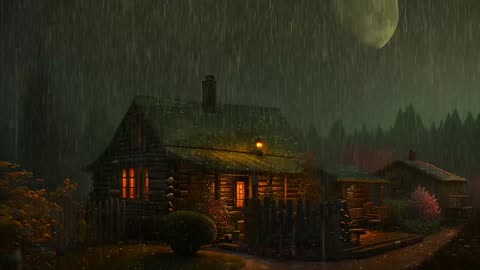Say Good Bye to Insomnia. Sleep & Relax with Rain and Thunderstorm ⛈️ Sounds in a Cozy Warm Cabin 🛖