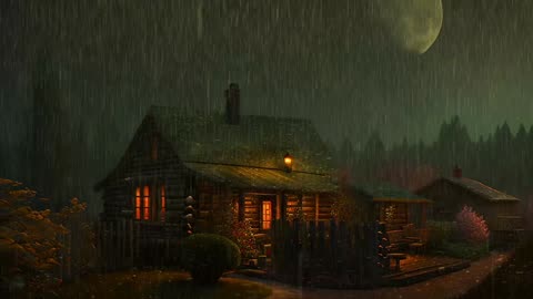 Say Good Bye to Insomnia. Sleep & Relax with Rain and Thunderstorm ⛈️ Sounds in a Cozy Warm Cabin 🛖