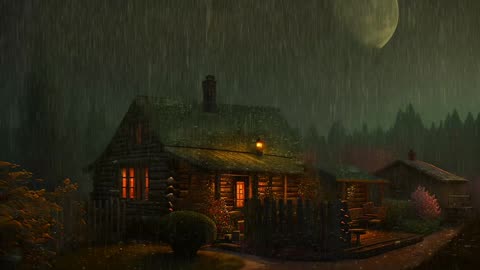 Say Good Bye to Insomnia. Sleep & Relax with Rain and Thunderstorm ⛈️ Sounds in a Cozy Warm Cabin 🛖