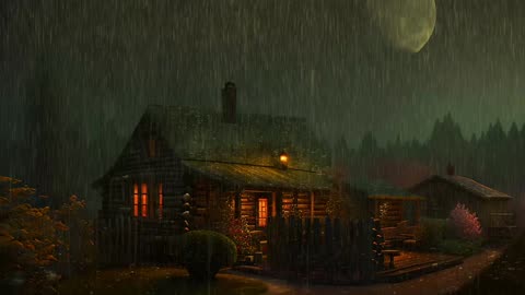 Say Good Bye to Insomnia. Sleep & Relax with Rain and Thunderstorm ⛈️ Sounds in a Cozy Warm Cabin 🛖