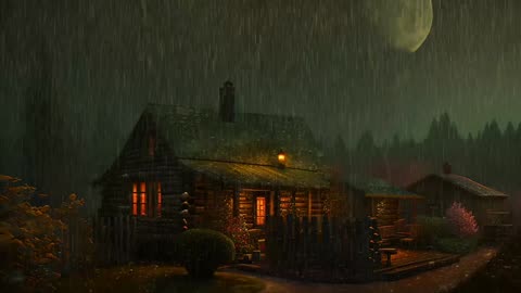 Say Good Bye to Insomnia. Sleep & Relax with Rain and Thunderstorm ⛈️ Sounds in a Cozy Warm Cabin 🛖