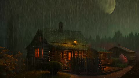 Say Good Bye to Insomnia. Sleep & Relax with Rain and Thunderstorm ⛈️ Sounds in a Cozy Warm Cabin 🛖