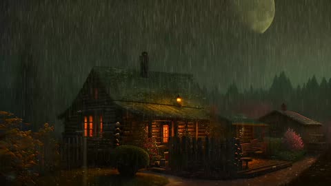 Say Good Bye to Insomnia. Sleep & Relax with Rain and Thunderstorm ⛈️ Sounds in a Cozy Warm Cabin 🛖