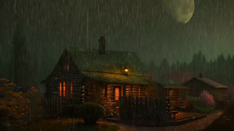 Say Good Bye to Insomnia. Sleep & Relax with Rain and Thunderstorm ⛈️ Sounds in a Cozy Warm Cabin 🛖