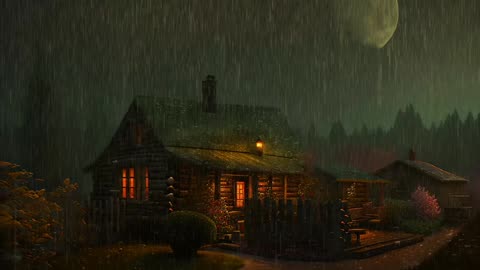 Say Good Bye to Insomnia. Sleep & Relax with Rain and Thunderstorm ⛈️ Sounds in a Cozy Warm Cabin 🛖