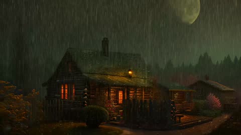Say Good Bye to Insomnia. Sleep & Relax with Rain and Thunderstorm ⛈️ Sounds in a Cozy Warm Cabin 🛖