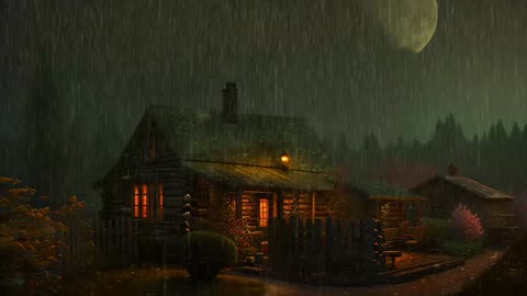 Say Good Bye to Insomnia. Sleep & Relax with Rain and Thunderstorm ⛈️ Sounds in a Cozy Warm Cabin 🛖