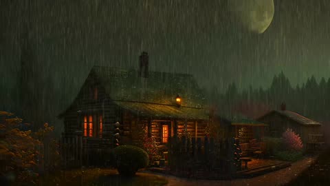 Say Good Bye to Insomnia. Sleep & Relax with Rain and Thunderstorm ⛈️ Sounds in a Cozy Warm Cabin 🛖