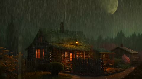 Say Good Bye to Insomnia. Sleep & Relax with Rain and Thunderstorm ⛈️ Sounds in a Cozy Warm Cabin 🛖