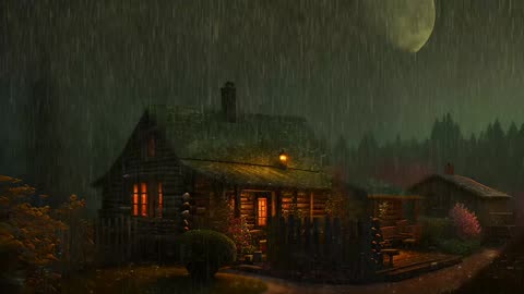 Say Good Bye to Insomnia. Sleep & Relax with Rain and Thunderstorm ⛈️ Sounds in a Cozy Warm Cabin 🛖