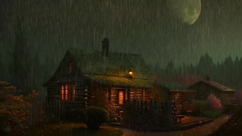 Say Good Bye to Insomnia. Sleep & Relax with Rain and Thunderstorm ⛈️ Sounds in a Cozy Warm Cabin 🛖