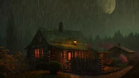 Say Good Bye to Insomnia. Sleep & Relax with Rain and Thunderstorm ⛈️ Sounds in a Cozy Warm Cabin 🛖