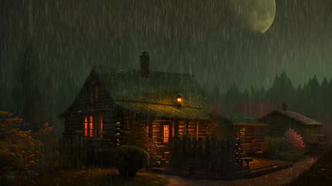 Say Good Bye to Insomnia. Sleep & Relax with Rain and Thunderstorm ⛈️ Sounds in a Cozy Warm Cabin 🛖