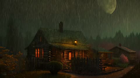 Say Good Bye to Insomnia. Sleep & Relax with Rain and Thunderstorm ⛈️ Sounds in a Cozy Warm Cabin 🛖