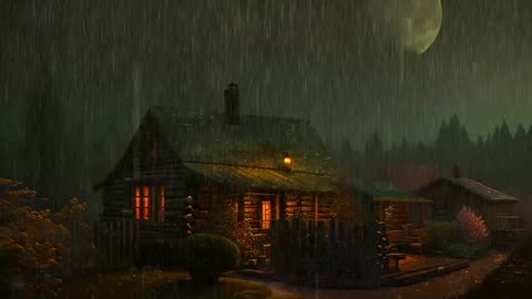 Say Good Bye to Insomnia. Sleep & Relax with Rain and Thunderstorm ⛈️ Sounds in a Cozy Warm Cabin 🛖