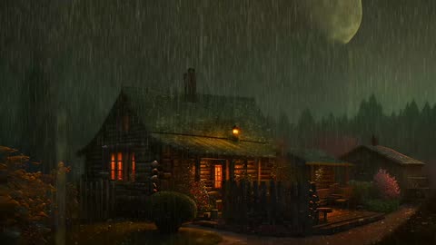 Say Good Bye to Insomnia. Sleep & Relax with Rain and Thunderstorm ⛈️ Sounds in a Cozy Warm Cabin 🛖