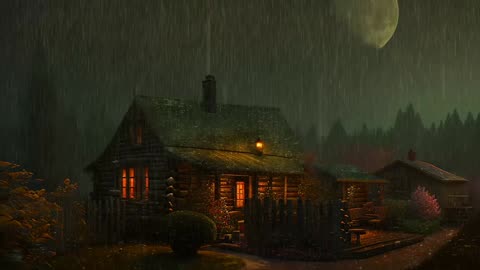 Say Good Bye to Insomnia. Sleep & Relax with Rain and Thunderstorm ⛈️ Sounds in a Cozy Warm Cabin 🛖