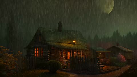 Say Good Bye to Insomnia. Sleep & Relax with Rain and Thunderstorm ⛈️ Sounds in a Cozy Warm Cabin 🛖