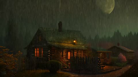 Say Good Bye to Insomnia. Sleep & Relax with Rain and Thunderstorm ⛈️ Sounds in a Cozy Warm Cabin 🛖