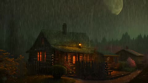 Say Good Bye to Insomnia. Sleep & Relax with Rain and Thunderstorm ⛈️ Sounds in a Cozy Warm Cabin 🛖