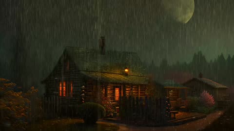 Say Good Bye to Insomnia. Sleep & Relax with Rain and Thunderstorm ⛈️ Sounds in a Cozy Warm Cabin 🛖