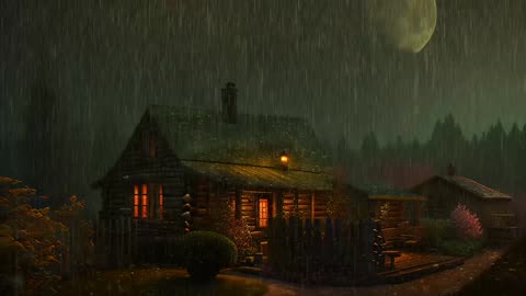 Say Good Bye to Insomnia. Sleep & Relax with Rain and Thunderstorm ⛈️ Sounds in a Cozy Warm Cabin 🛖