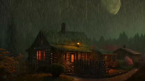 Say Good Bye to Insomnia. Sleep & Relax with Rain and Thunderstorm ⛈️ Sounds in a Cozy Warm Cabin 🛖
