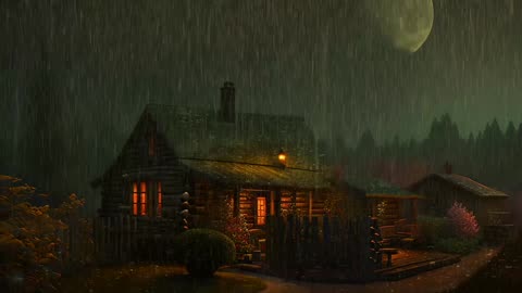 Say Good Bye to Insomnia. Sleep & Relax with Rain and Thunderstorm ⛈️ Sounds in a Cozy Warm Cabin 🛖