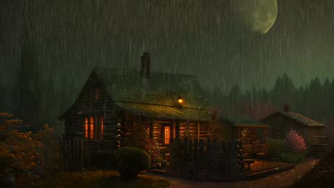 Say Good Bye to Insomnia. Sleep & Relax with Rain and Thunderstorm ⛈️ Sounds in a Cozy Warm Cabin 🛖