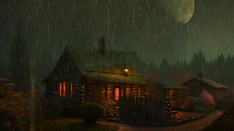 Say Good Bye to Insomnia. Sleep & Relax with Rain and Thunderstorm ⛈️ Sounds in a Cozy Warm Cabin 🛖
