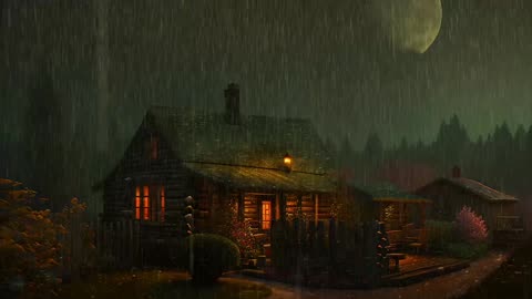 Say Good Bye to Insomnia. Sleep & Relax with Rain and Thunderstorm ⛈️ Sounds in a Cozy Warm Cabin 🛖