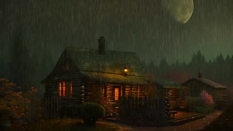 Say Good Bye to Insomnia. Sleep & Relax with Rain and Thunderstorm ⛈️ Sounds in a Cozy Warm Cabin 🛖