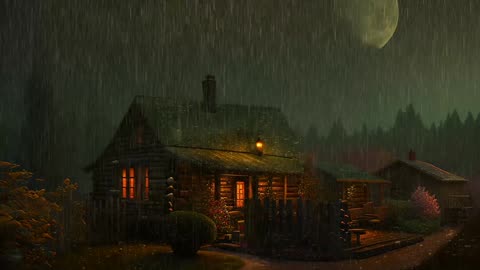 Say Good Bye to Insomnia. Sleep & Relax with Rain and Thunderstorm ⛈️ Sounds in a Cozy Warm Cabin 🛖