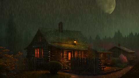 Say Good Bye to Insomnia. Sleep & Relax with Rain and Thunderstorm ⛈️ Sounds in a Cozy Warm Cabin 🛖