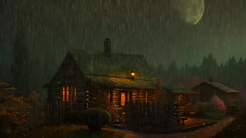 Say Good Bye to Insomnia. Sleep & Relax with Rain and Thunderstorm ⛈️ Sounds in a Cozy Warm Cabin 🛖