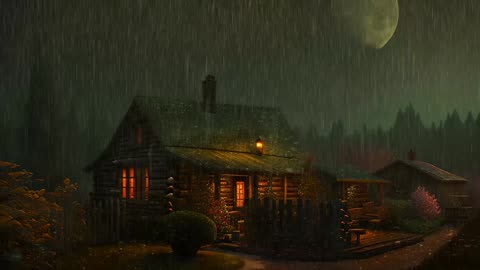 Say Good Bye to Insomnia. Sleep & Relax with Rain and Thunderstorm ⛈️ Sounds in a Cozy Warm Cabin 🛖