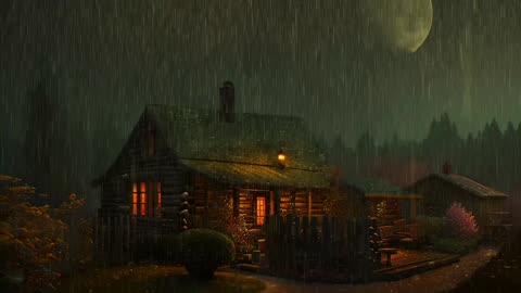 Say Good Bye to Insomnia. Sleep & Relax with Rain and Thunderstorm ⛈️ Sounds in a Cozy Warm Cabin 🛖