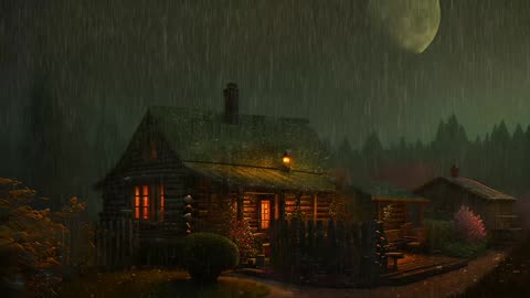 Say Good Bye to Insomnia. Sleep & Relax with Rain and Thunderstorm ⛈️ Sounds in a Cozy Warm Cabin 🛖