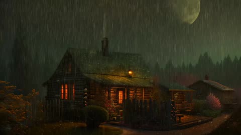 Say Good Bye to Insomnia. Sleep & Relax with Rain and Thunderstorm ⛈️ Sounds in a Cozy Warm Cabin 🛖