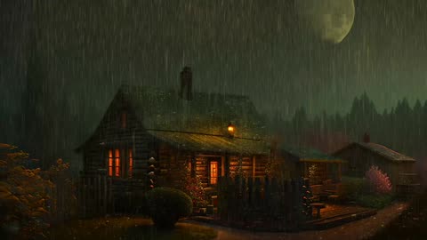 Say Good Bye to Insomnia. Sleep & Relax with Rain and Thunderstorm ⛈️ Sounds in a Cozy Warm Cabin 🛖